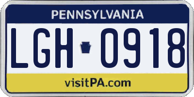 PA license plate LGH0918