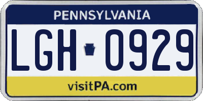 PA license plate LGH0929