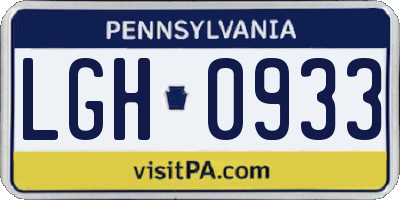 PA license plate LGH0933