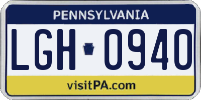 PA license plate LGH0940