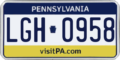 PA license plate LGH0958