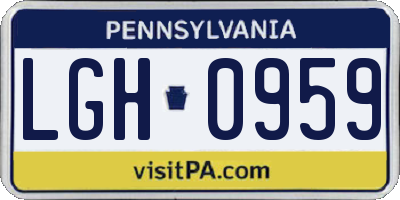 PA license plate LGH0959