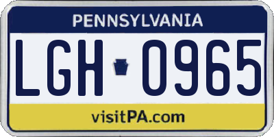 PA license plate LGH0965