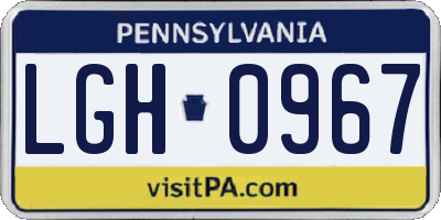 PA license plate LGH0967