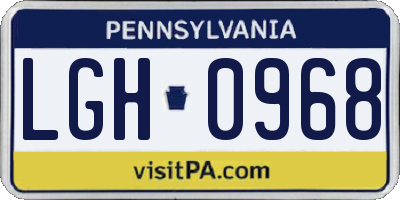 PA license plate LGH0968
