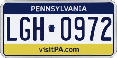PA license plate LGH0972