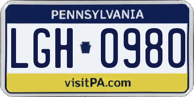 PA license plate LGH0980