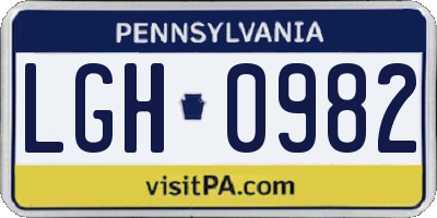 PA license plate LGH0982