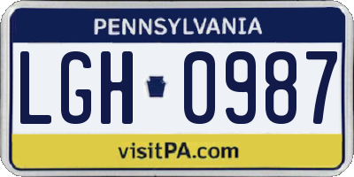 PA license plate LGH0987