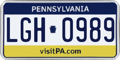 PA license plate LGH0989