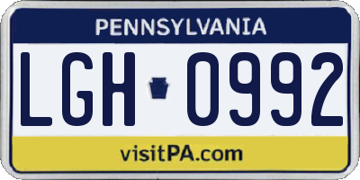 PA license plate LGH0992