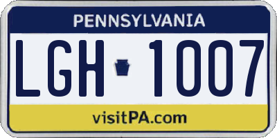 PA license plate LGH1007