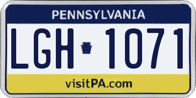PA license plate LGH1071