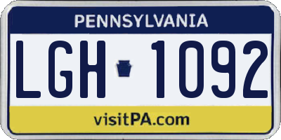 PA license plate LGH1092