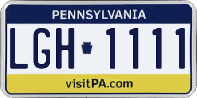 PA license plate LGH1111