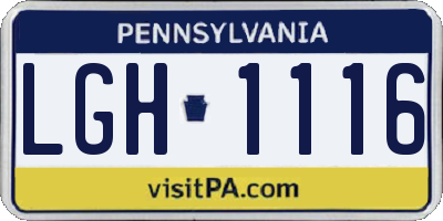 PA license plate LGH1116