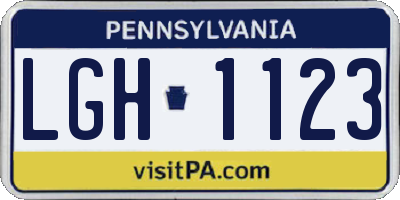 PA license plate LGH1123