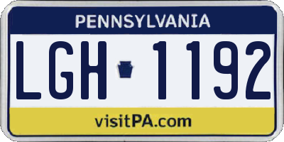 PA license plate LGH1192