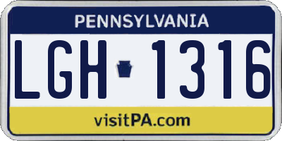 PA license plate LGH1316