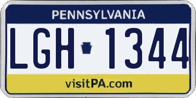 PA license plate LGH1344