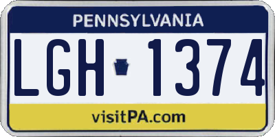 PA license plate LGH1374