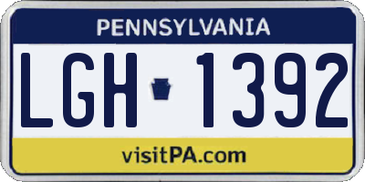 PA license plate LGH1392