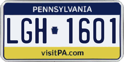 PA license plate LGH1601