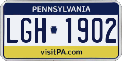 PA license plate LGH1902