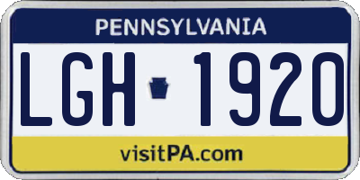 PA license plate LGH1920