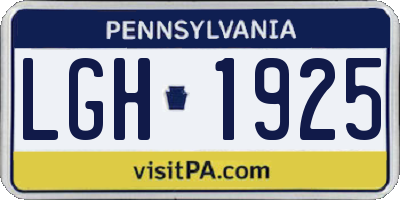 PA license plate LGH1925