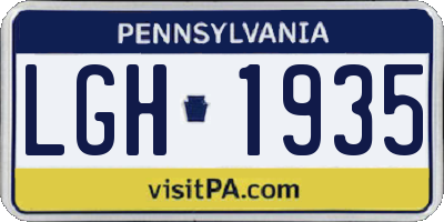 PA license plate LGH1935