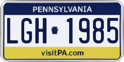 PA license plate LGH1985