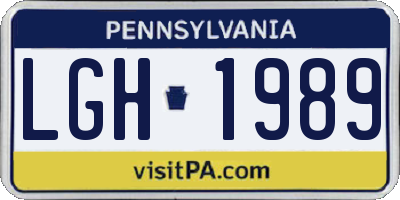 PA license plate LGH1989