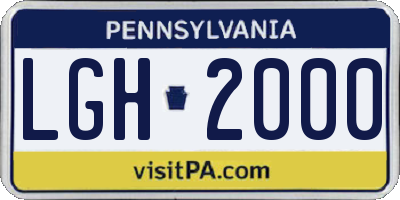PA license plate LGH2000