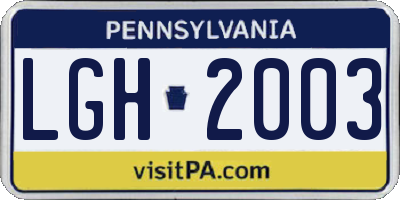 PA license plate LGH2003