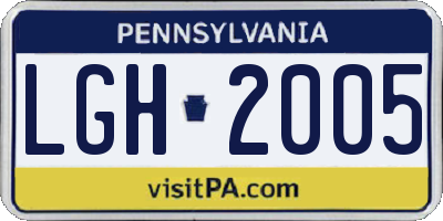 PA license plate LGH2005