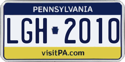 PA license plate LGH2010