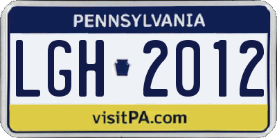 PA license plate LGH2012