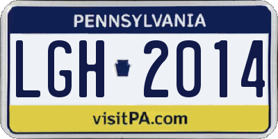 PA license plate LGH2014