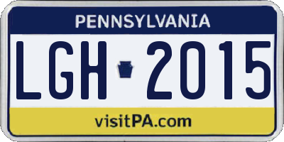 PA license plate LGH2015