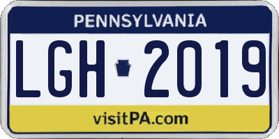 PA license plate LGH2019