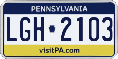 PA license plate LGH2103