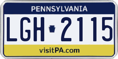 PA license plate LGH2115