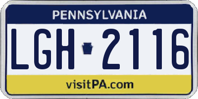 PA license plate LGH2116