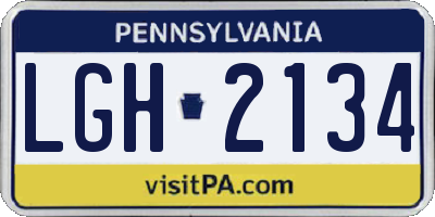 PA license plate LGH2134