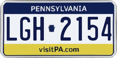 PA license plate LGH2154