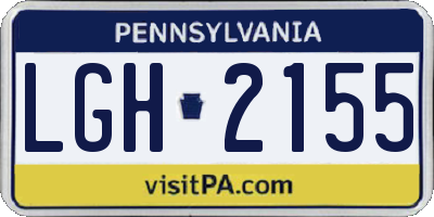 PA license plate LGH2155