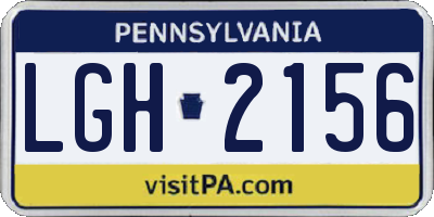PA license plate LGH2156