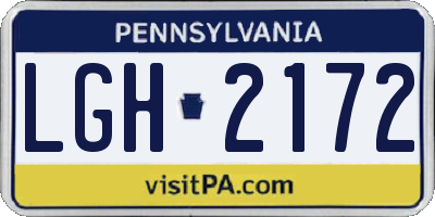 PA license plate LGH2172