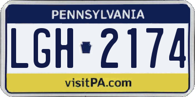 PA license plate LGH2174